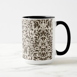 Caneca Ramos e folhas de carvalho, cor damasco em castanh