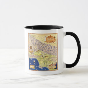 Caneca Ranchos espanhóis e mexicanos do mapa de Los
