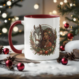 Caneca Rapariga Com Cavalo E Fúria De Natal