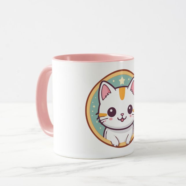 Caneca Rapariga Que Adora Festa de aniversário De Gatinho (Frente Esquerda)