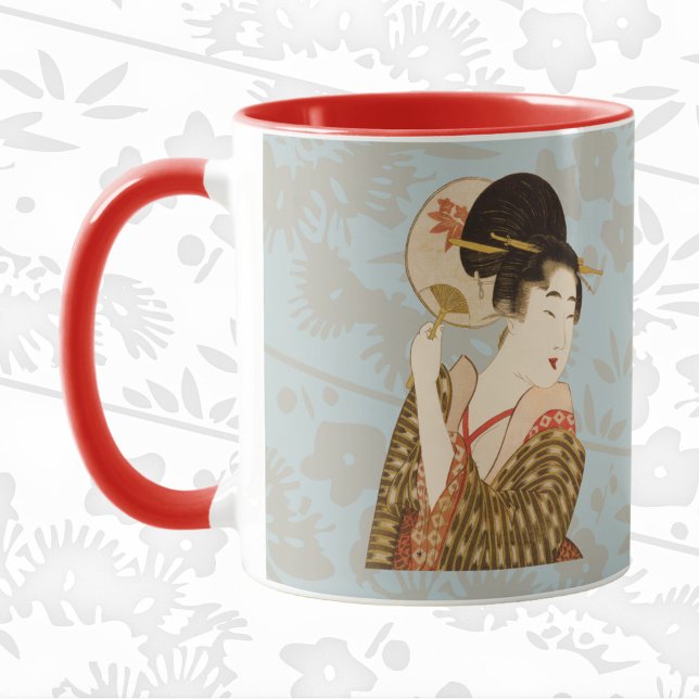 Caneca Raparigas Geisha Japonesas Vintage em Kimonos (Criador carregado)