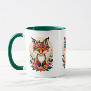 Caneca Raposa Boho Caprichosa com Coroa Floral da Florest