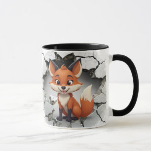 Caneca Raposa-branca que sai de uma parede rachada