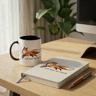 Caneca Raposa Correndo Elegante "Olhe para Trás. Veja o C