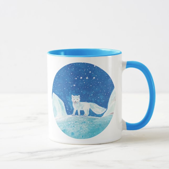 Caneca Raposa do Ártico Pequeno (Vulpes lagopus) Azul Pál (Direita)