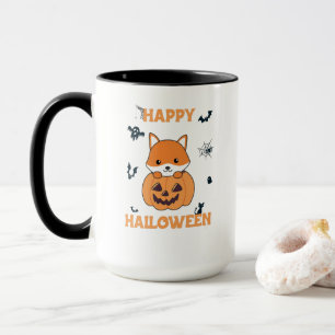 Caneca Raposa Em Abóbora Raposas Feliz Dia das Bruxas