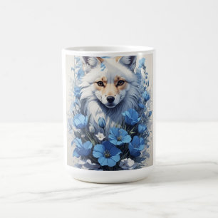 Caneca Raposa Floral Azul - Caneca de Café Raposa 