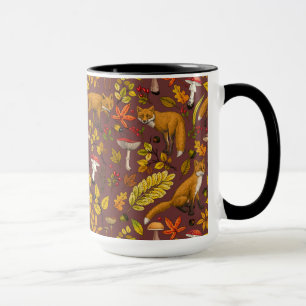 Caneca Raposas de outono de chocolate marrom