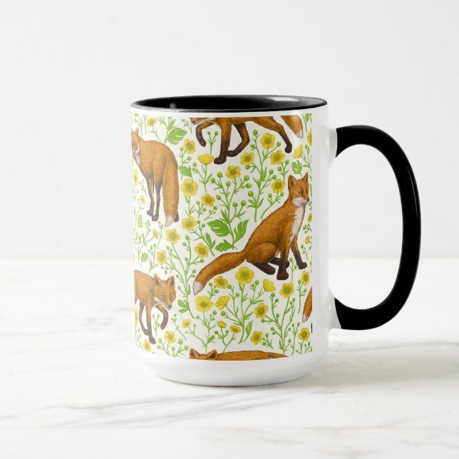 Caneca Raposas e ampolas em branco natural (Direita)