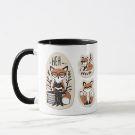 Caneca Raposas Whimsical - "Crescimento do Meh", bonitas 