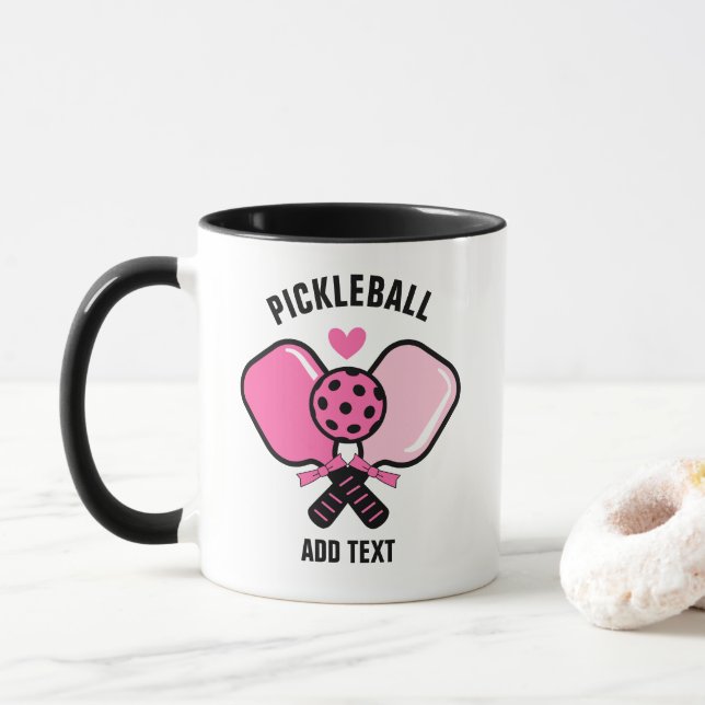 Caneca Raque de Pickleball Rosa com Laço (Com Donut)