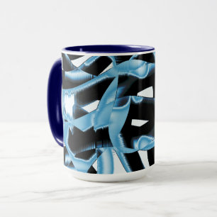 Caneca Rascunhos ou fitas azuis e pretas destruídas
