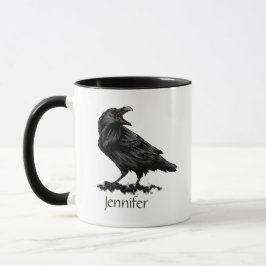 Caneca Raven Crow Black Bird Nome Personalizado