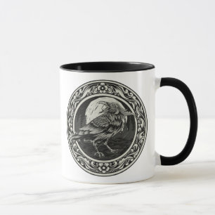 Caneca Raven Medallion Carving Art Bird Nature