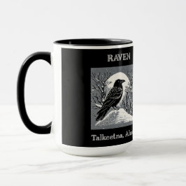 Caneca Raven: Talkeetna, Alasca preto e branco