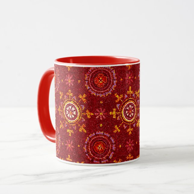 CANECA RAVENNA BYZANTINE MOSAICS, STARS, RED STARRY NOITE (Frente Esquerda)