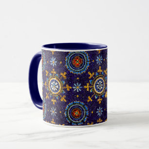 CANECA RAVENNA BYZANTINE MOSAICS,STARS,STARRY AZUL NOITE