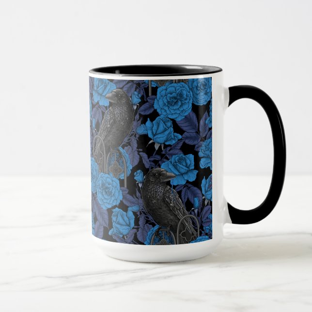 Caneca Ravens e rosas azuis (Direita)