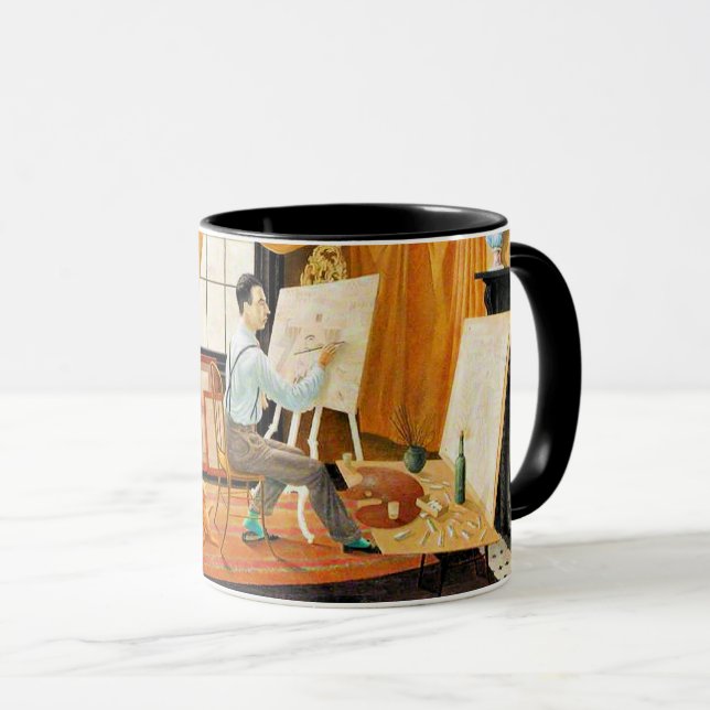 Caneca Raviliar - Edward Bawden trabalhando em seu estúdi (Frente Esquerda)