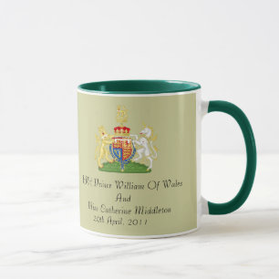 Caneca real da lembrança da brasão do casamento