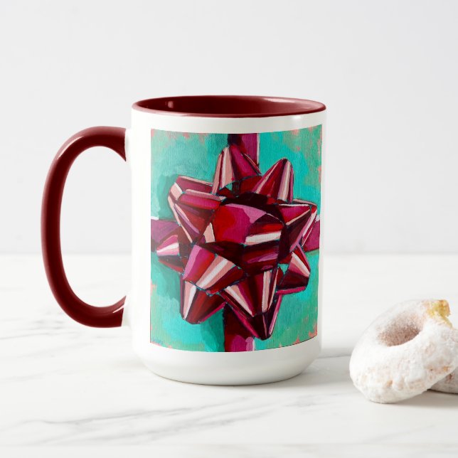 Caneca Realistic Bow Painting - Holiday Decor (Com Donut)