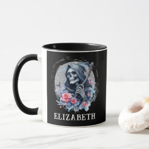 Caneca Reaper Floral Glitter Personalizado Vintage da Mor