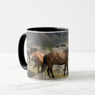Caneca Rebanho de Cavalos, Perto de Hofn, Islândia