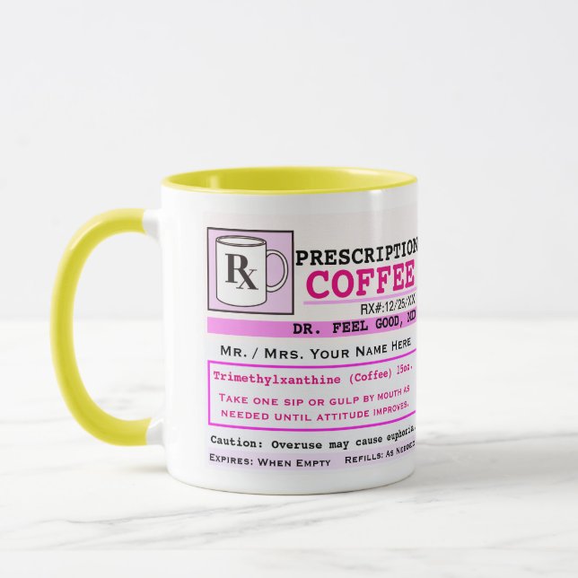 Caneca Receita Engraçada RX Coffee Mug (Esquerda)