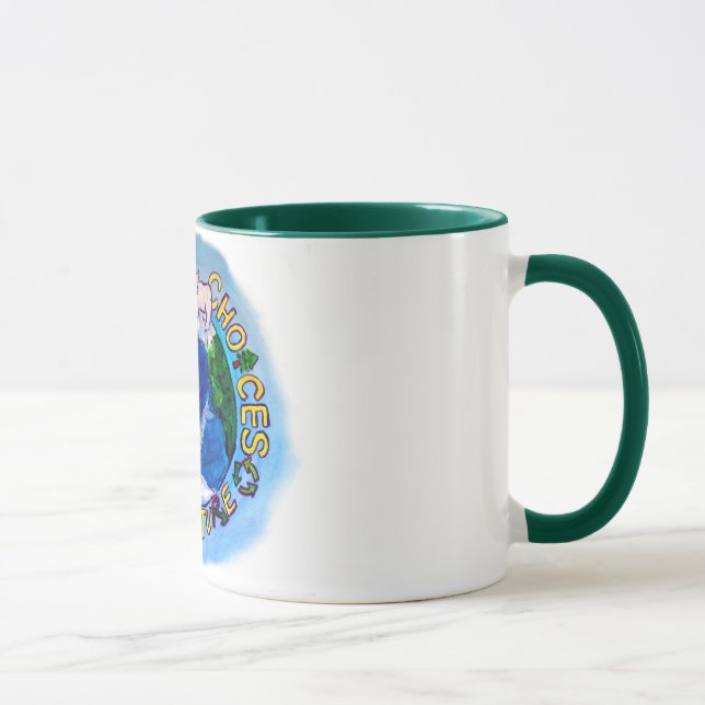 Caneca reciclar "Nossas Opções", Reutilizar, Reduzir o Ta (Direita)