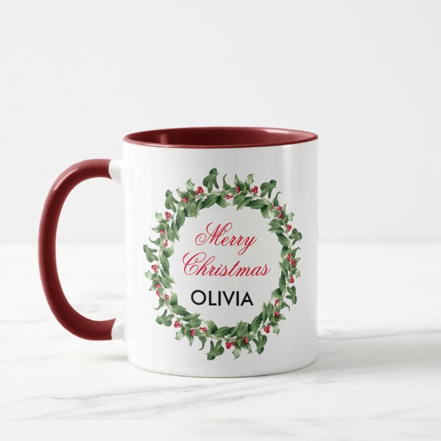 Caneca Red Berry Holly Personalizado no Natal (Esquerda)
