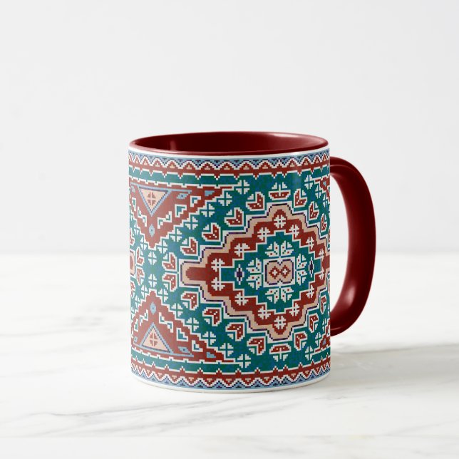 Caneca Red Blue Teal Indígenas Americanos Navajo (Frente Esquerda)