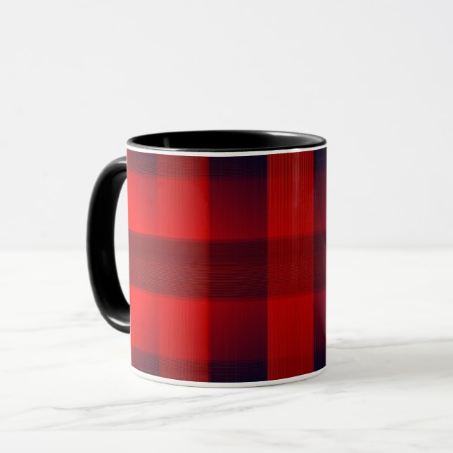Caneca Red Bokeh Buffalo Plaid (Frente Esquerda)