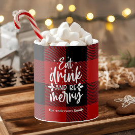 Caneca Red Buffalo Plaid “Eat, Drink & Be Merry"