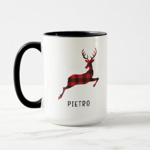 Caneca Red Buffalo Xadrez Reindet Monograma de Natal