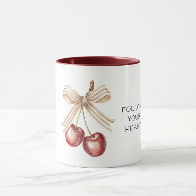 Caneca Red Cherries with Cream White Stripes Bow (Centro)