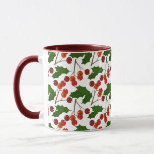Caneca Red Christmas Holly Berries Feriados