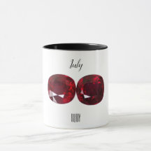 Red Coffee Mug Ruby Gemstone Julho Birthstone
