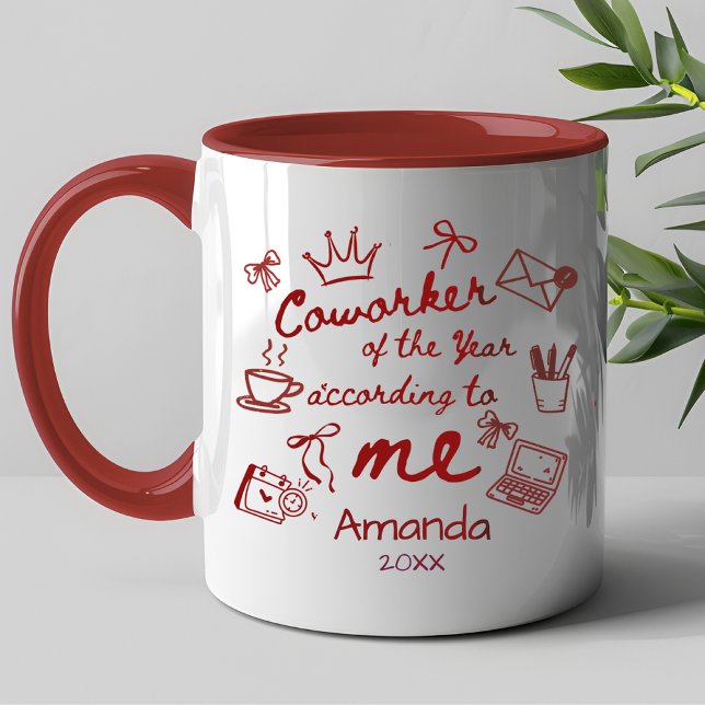 Caneca Red doodle hand drawn funny coworker quote (Criador carregado)