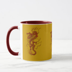 Caneca Red Dragon Asian Art Design
