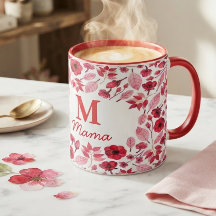Red Floral Mama mug mother's day gift