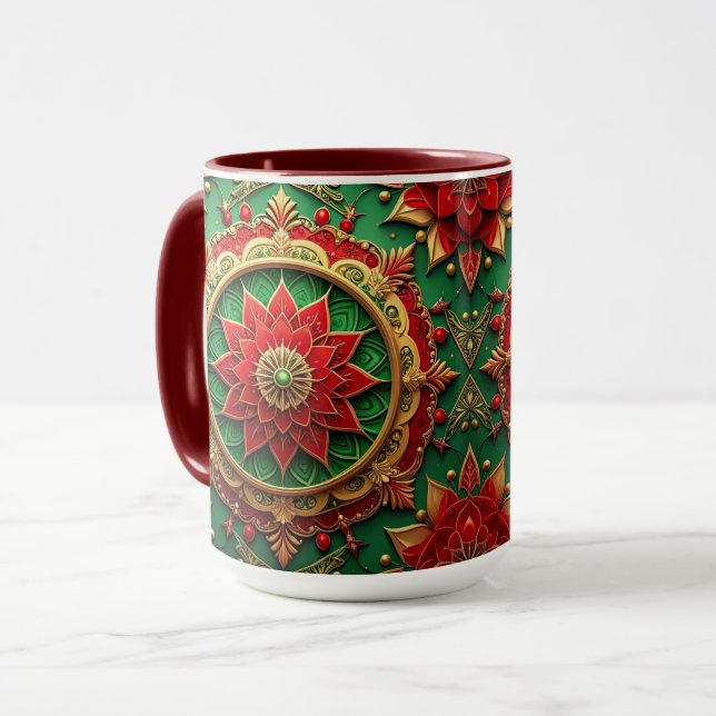 Caneca Red Green Decorative Holiday Mug (Frente Esquerda)