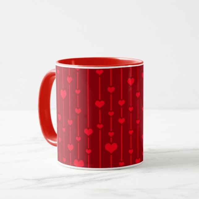 Caneca Red Hearts popular pattern (Frente Esquerda)