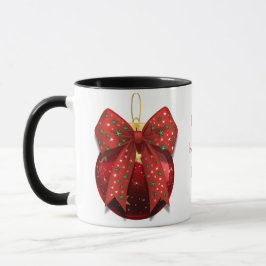 Caneca Red Holiday Ornament with Bow 