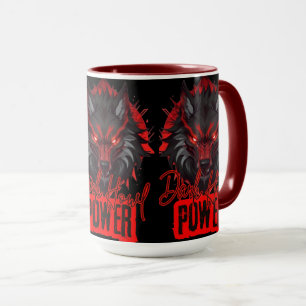 Caneca Red Howl Ninja Wolf Design de magia escura