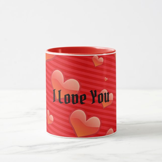 Caneca Red Love Hearts, Eu Te Amo, (Centro)