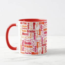Caneca Red Orange Multilingual Obrigado