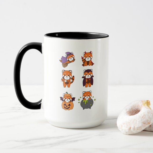 Caneca Red Panda Halloween Devil Pumpkin Vampire Costume (Com Donut)