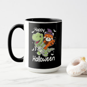 Caneca Red Panda Happy Halloween T-rex Mummy Costume
