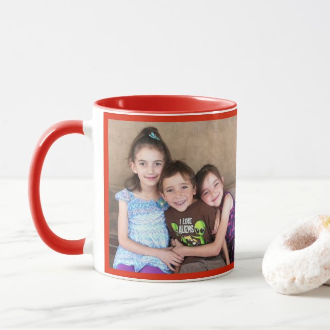 Caneca Red Personalize PHOTO MODELO Gift Coffee Mug (Com Donut)
