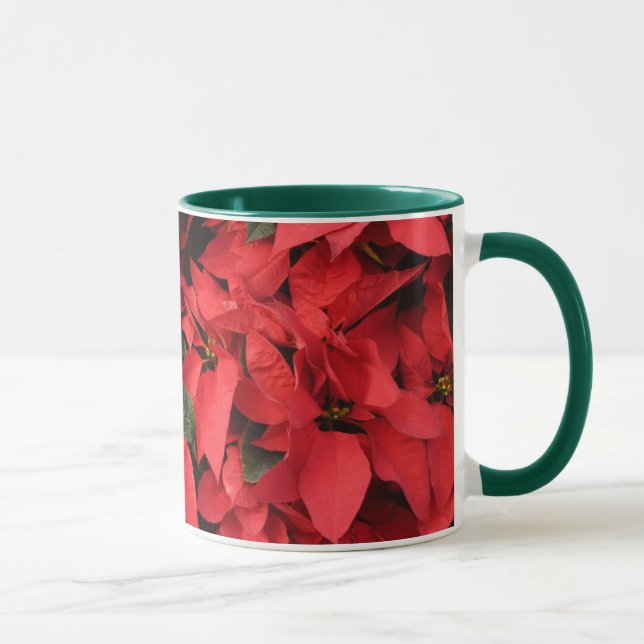 Caneca Red Poinsettias II Feriado de Natal Floral (Direita)